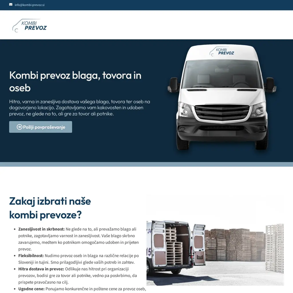 Izdelava spletne strani Kombi prevoz