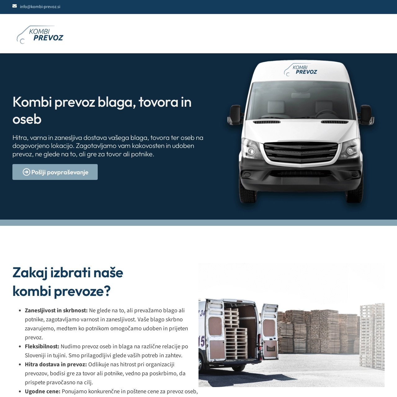 Izdelava spletne strani Kombi prevoz